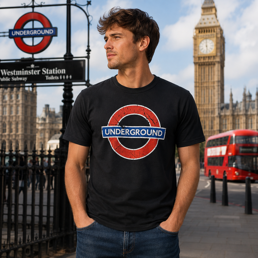 Underground Distressed Roundel Black T-Shirt