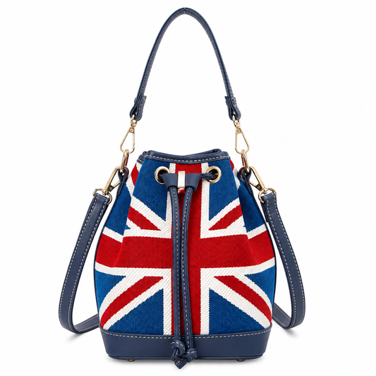 Union Jack Woven Tapestry Bucket Bag