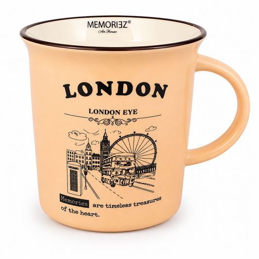 London Eye Story Mug (Salmon) – Vintage London Souvenir New Bone China Coffee Cup