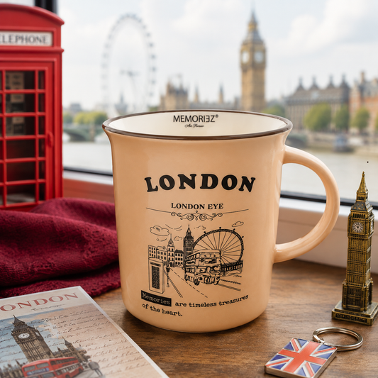 London Eye Story Mug (Salmon) – Vintage London Souvenir New Bone China Coffee Cup