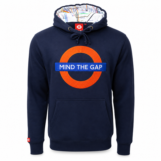 London Underground “Mind The Gap” Navy Unisex Hoodie - Official Licensed Pullover Sweatshirt