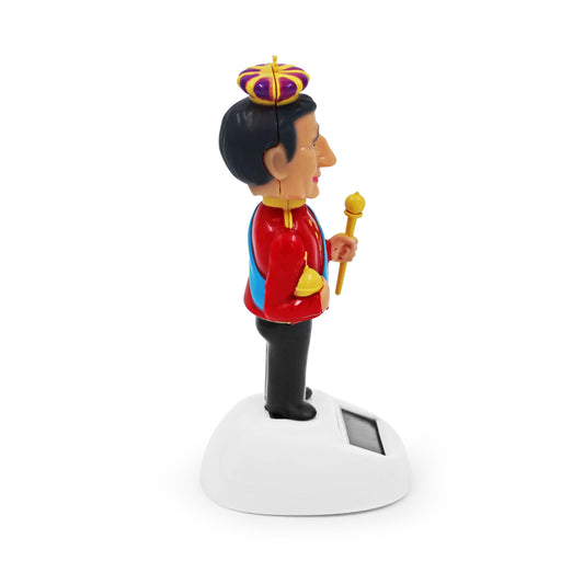 Dancing King Charles III Coronation Solar Power Bobblehead - Red King Uniform