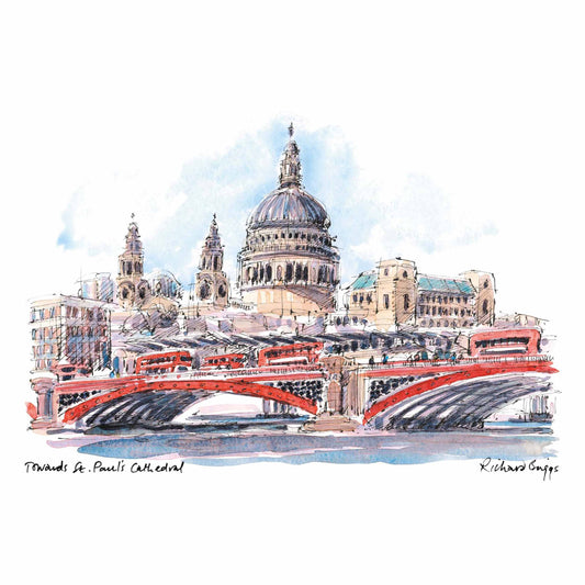 London Life Postcard A6 - Towards St Paul's Cathedral - London Souvenirs