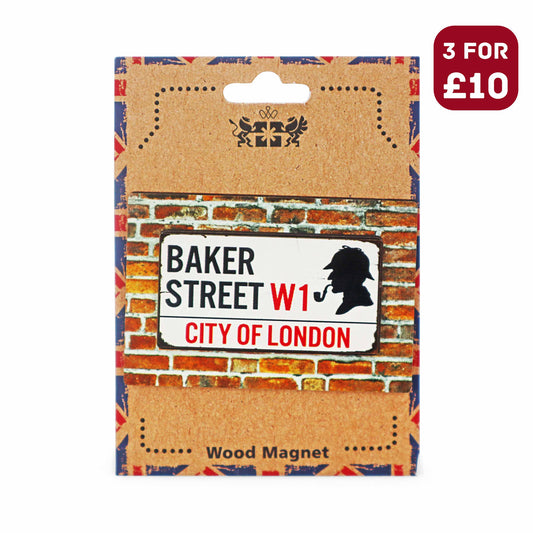 London Souvenir Wooden 3D Magnet - Baker Street Road Sign - London Gifts