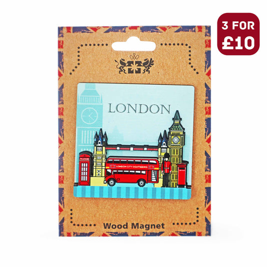 London Souvenir Wooden 3D Magnet - Design 6 - London Souvenirs