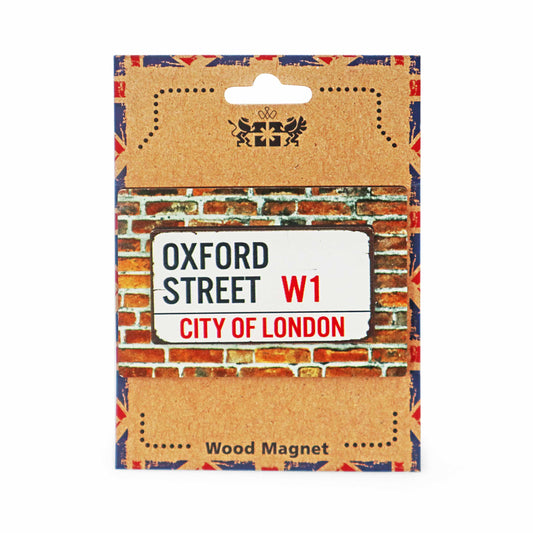 London Souvenir Wooden 3D Magnet - Oxford Street Road Sign - London Souvenirs