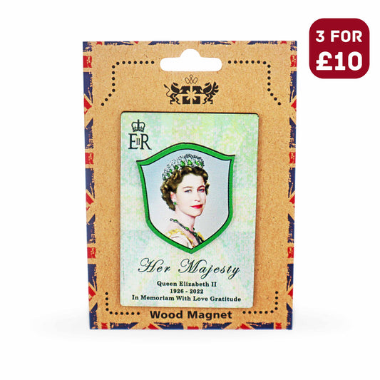 London Souvenir Wooden 3D Magnet - Young Queen Elizabeth - British Gifts