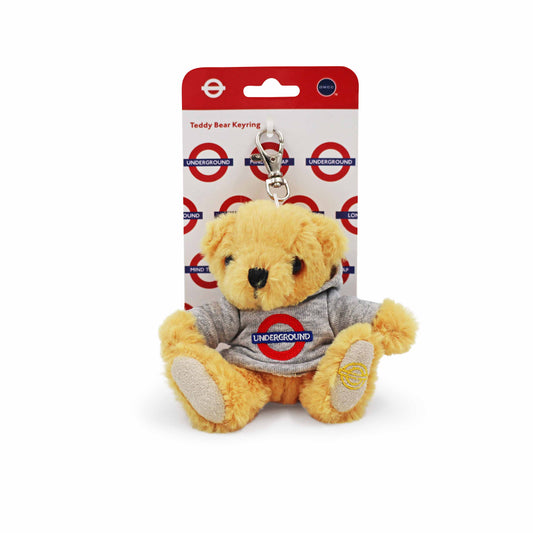London Underground Teddy Bear Keyring - 'UNDERGROUND' Light Grey Edition - London Souvenirs Teddy Bears