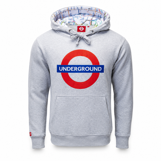 London Underground Grey Tube Map Unisex Hoodie – Official Licensed Pullover Sweatshirt
