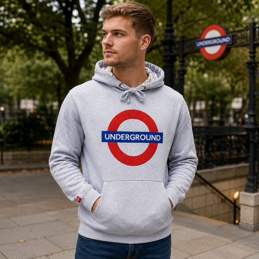 London Underground Grey Tube Map Unisex Hoodie – Official Licensed Pullover Sweatshirt