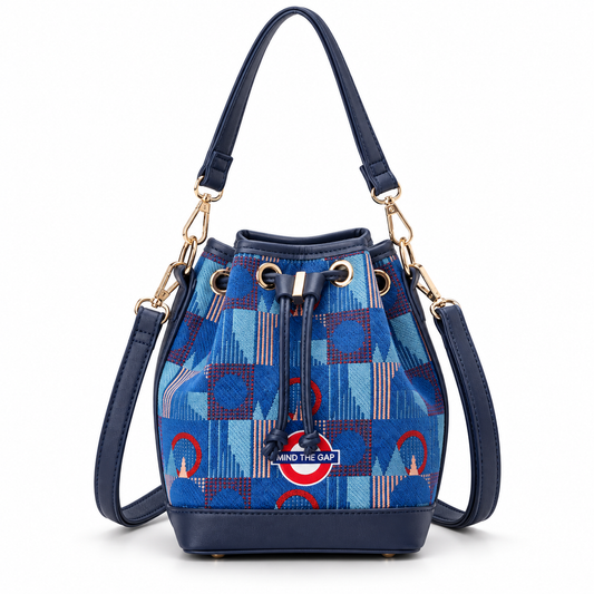 London Underground Piccadilly Line Mind the Gap blue bucket bag