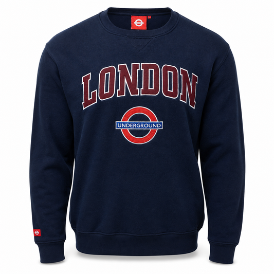 AI-generated studio image of navy London roundel sweatshirt