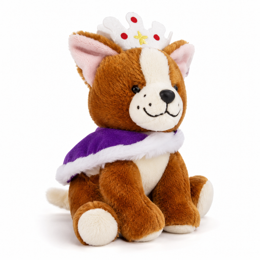 Royal corgi crown and cape soft toy SL0315 studio product image