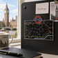 Rectangular London Underground train magnet displayed with London souvenirs