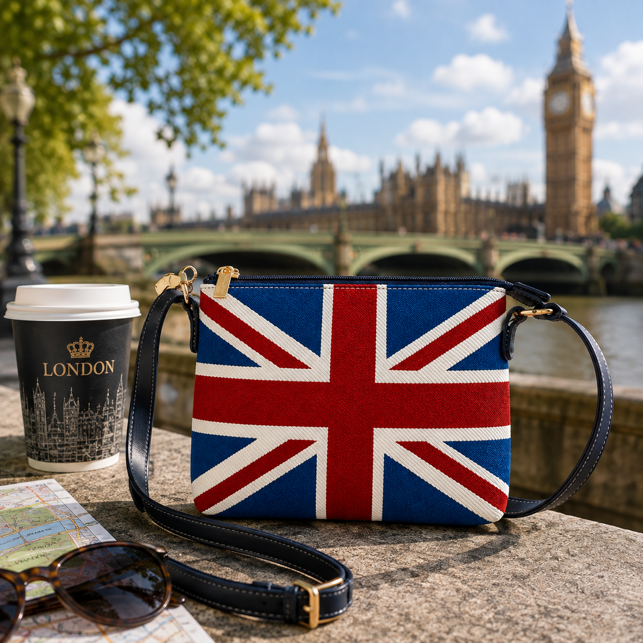 Union Jack Woven Tapestry Crossbody Satchel Bag