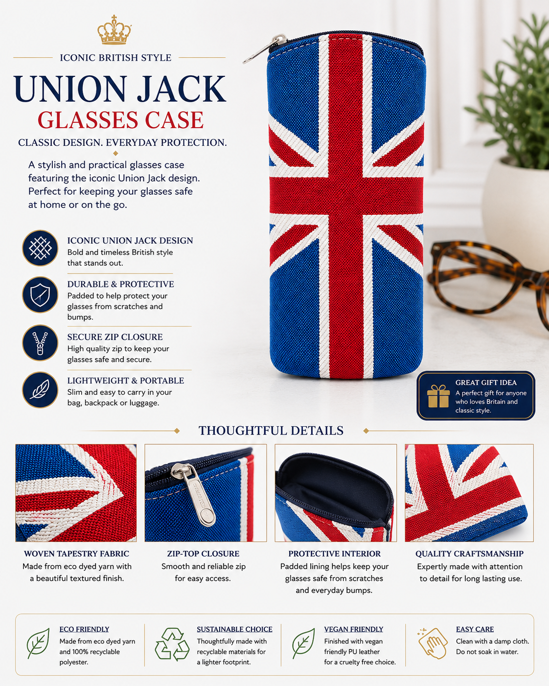 Signare Union Jack Woven Tapestry Glasses Case