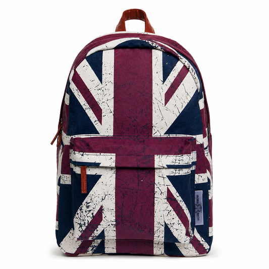 Vintage Union Jack Backpack – Distressed British Flag Cotton Rucksack