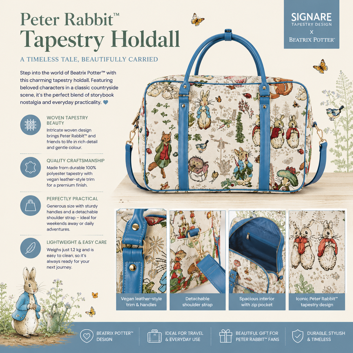 Peter Rabbit Woven Tapestry Cabin Travel Bag – Beatrix Potter