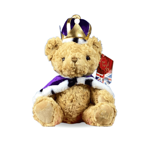 King Charles III Coronation Teddy Bear - Royal Purple Cape and Crown