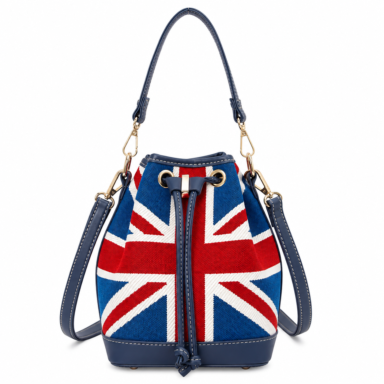 Union Jack Woven Tapestry Bucket Bag