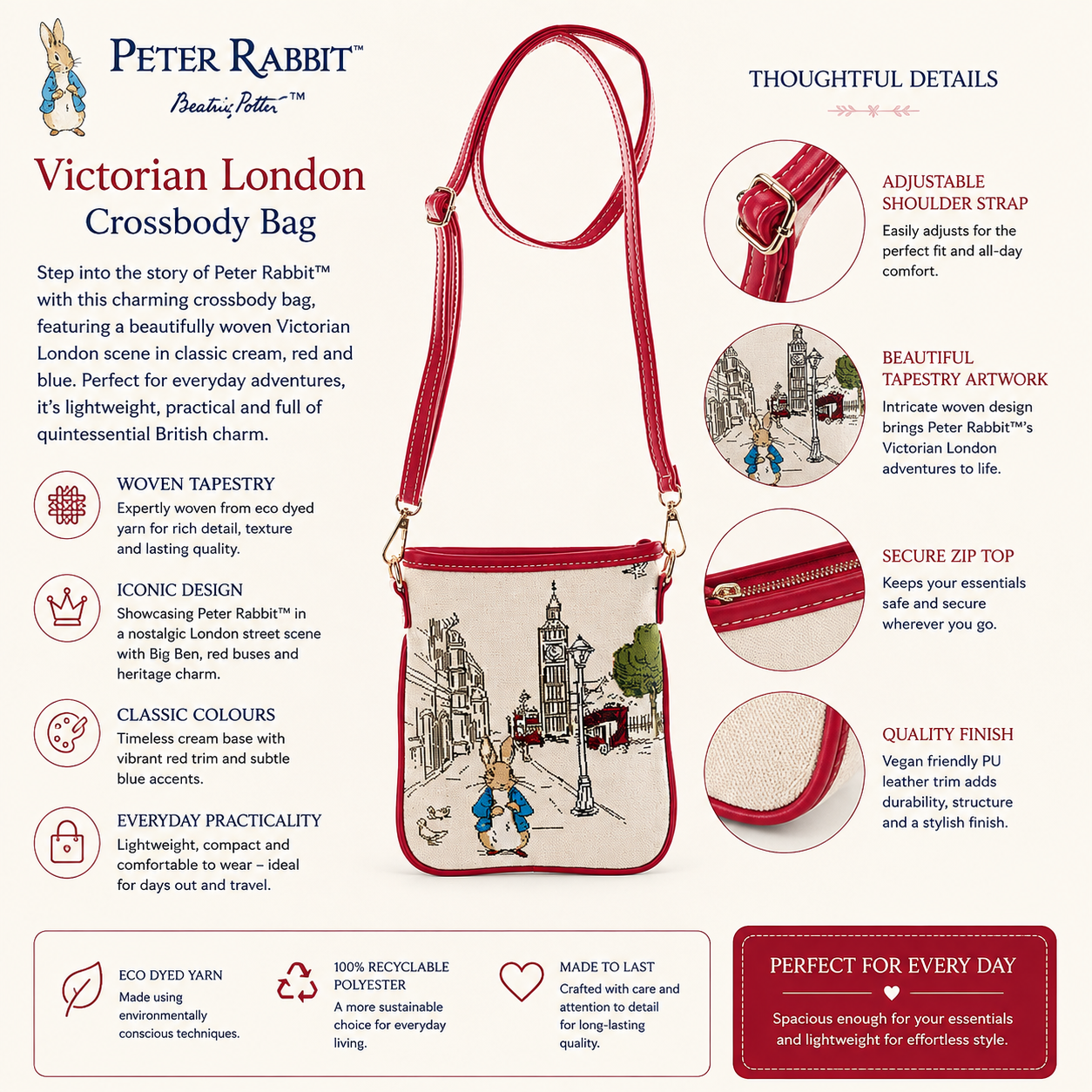 Beatrix Potter™ Peter Rabbit Victorian London Tapestry Crossbody Travel Bag