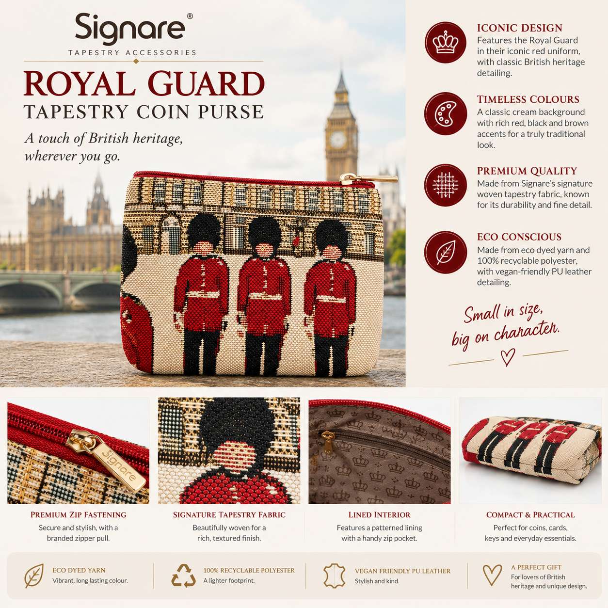 Royal Guard British Woven Tapestry Zip Coin Purse