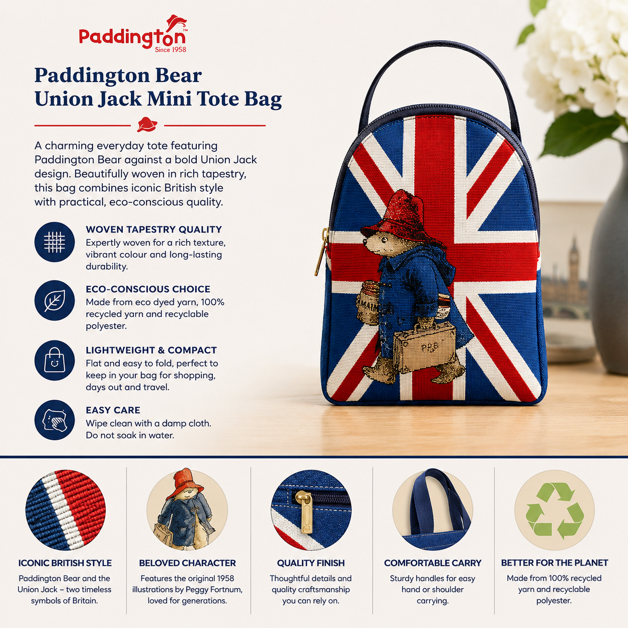 Paddington Bear Union Jack Tapestry Shopper Bag