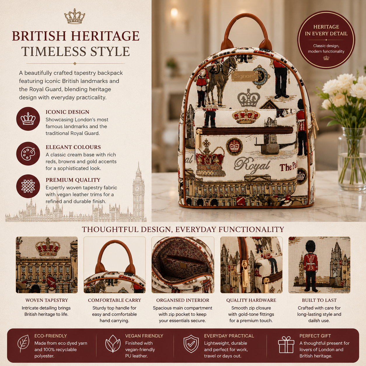 Royal Guard London Woven Tapestry Backpack