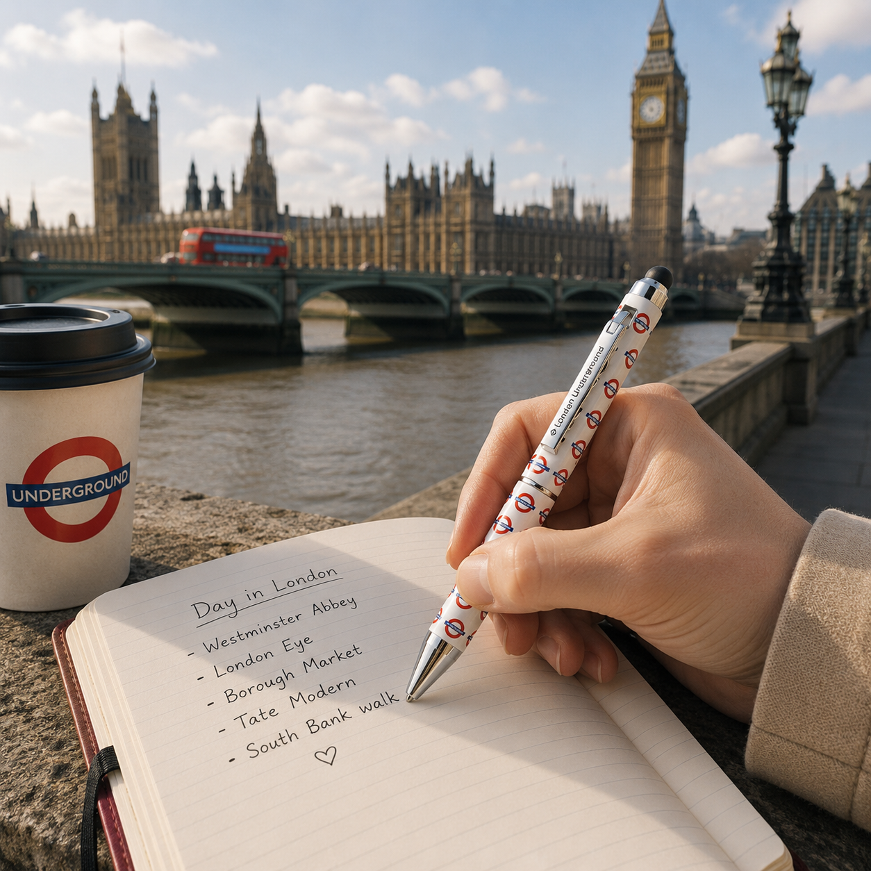 London Underground Roundel All-Over Print Twist Pen – White