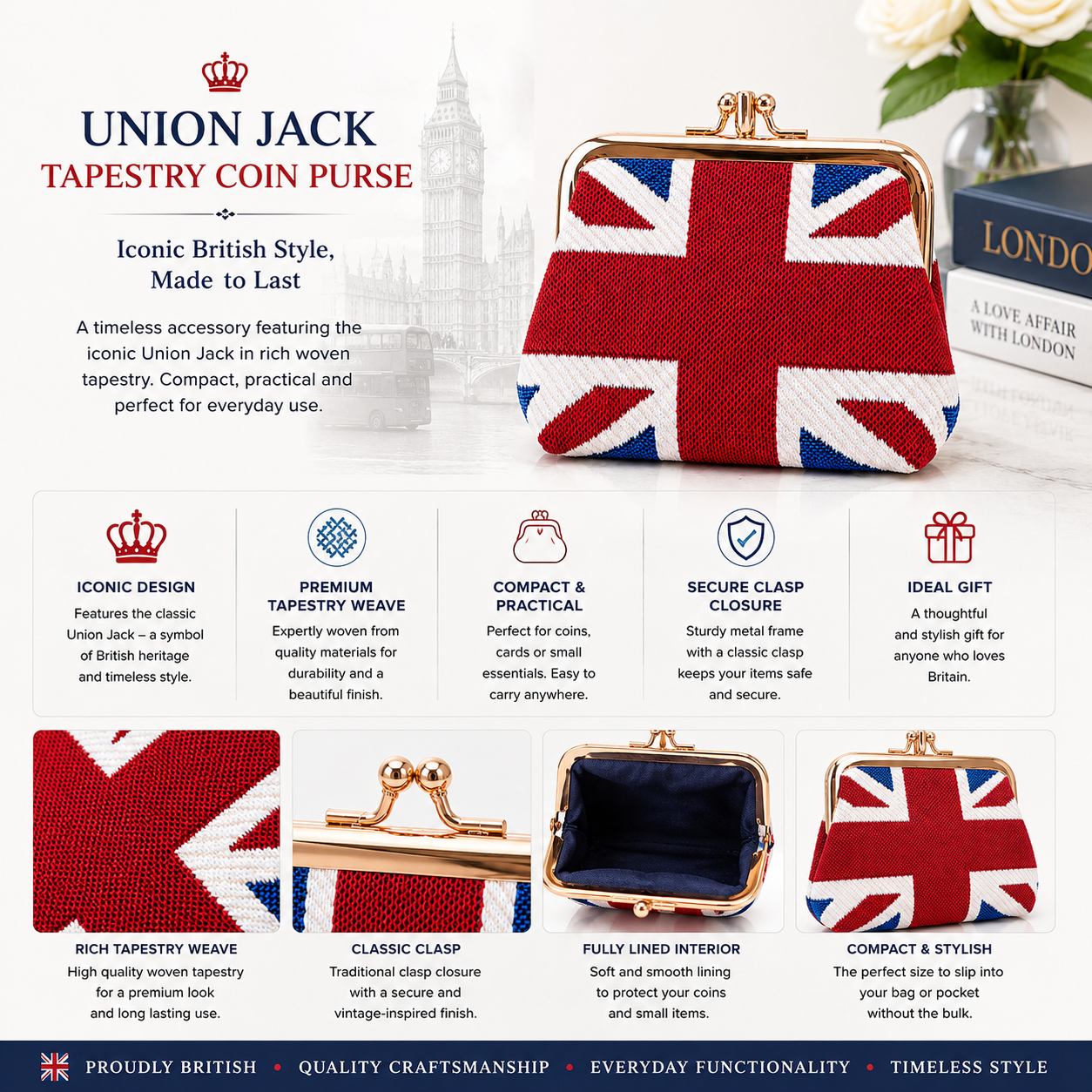 Union Jack Tapestry Frame Coin Purse – Signare