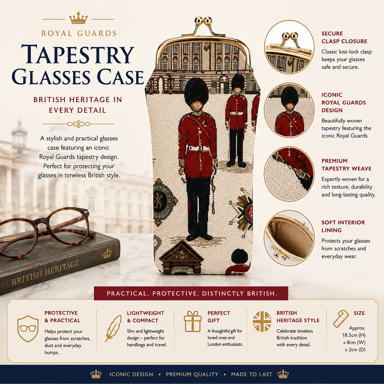 Royal Guards London Tapestry Glasses Case