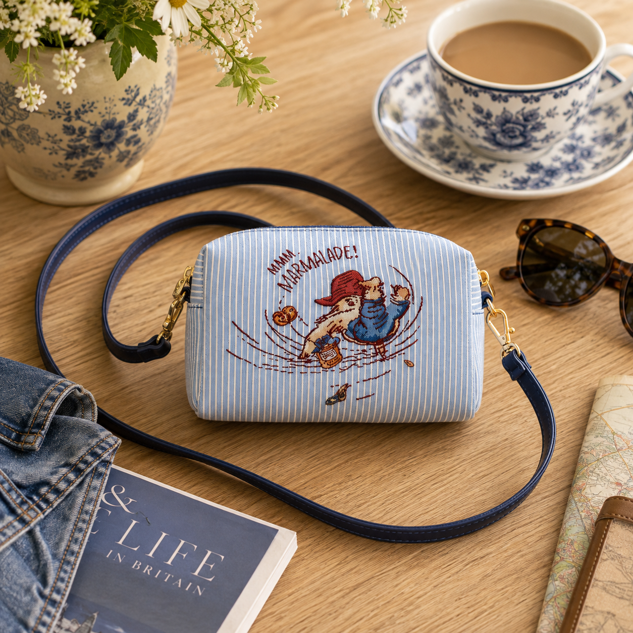 Paddington Bear Classic Mmmm Marmalade Tapestry Crossbody Bag – Blue