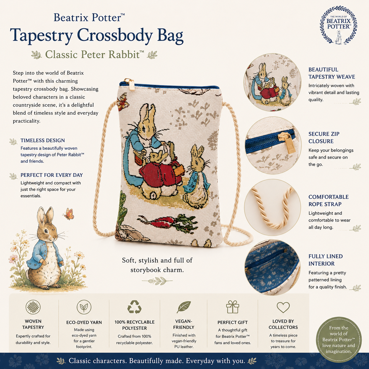 Beatrix Potter™ Peter Rabbit Woven Tapestry Crossbody Phone Bag