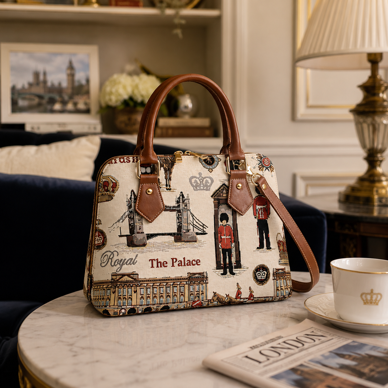 Royal Guard London Woven Tapestry Handbag with Shoulder Strap