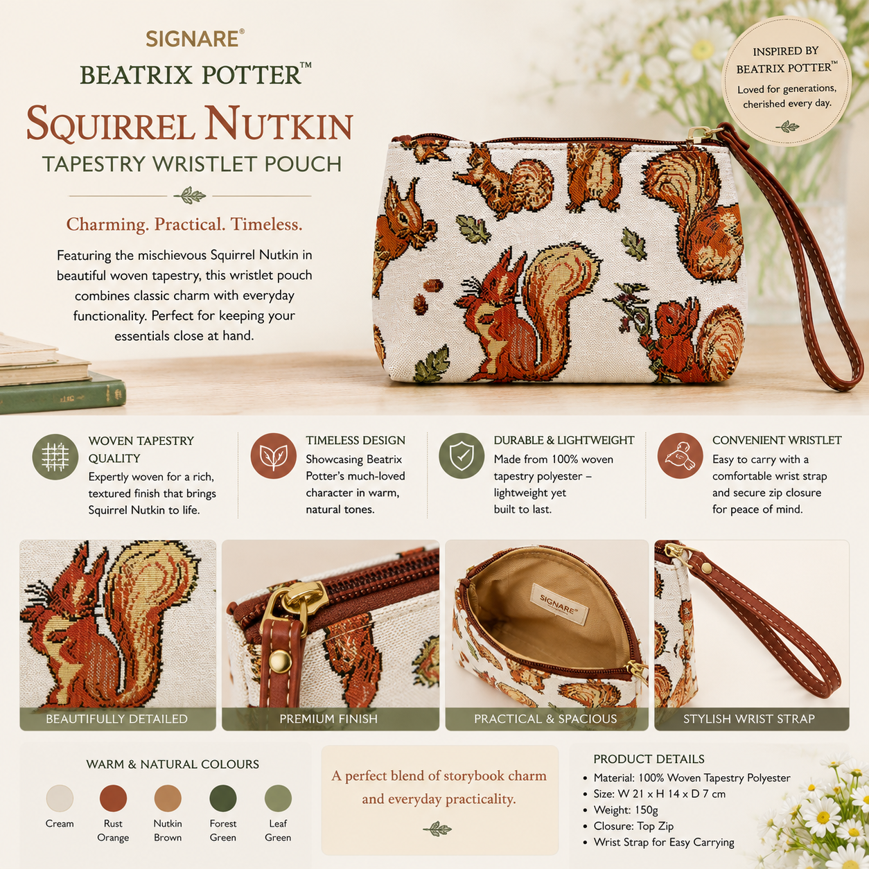 Squirrel Nutkin Tapestry Wristlet Pouch – Beatrix Potter