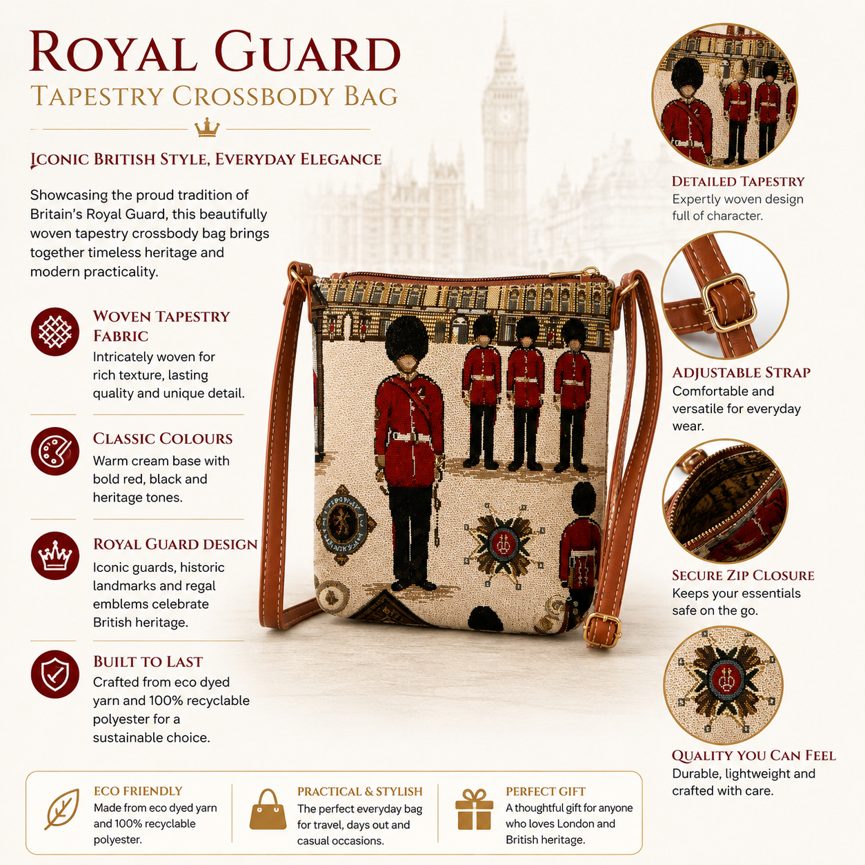 Royal Guard London Woven Tapestry Crossbody Bag