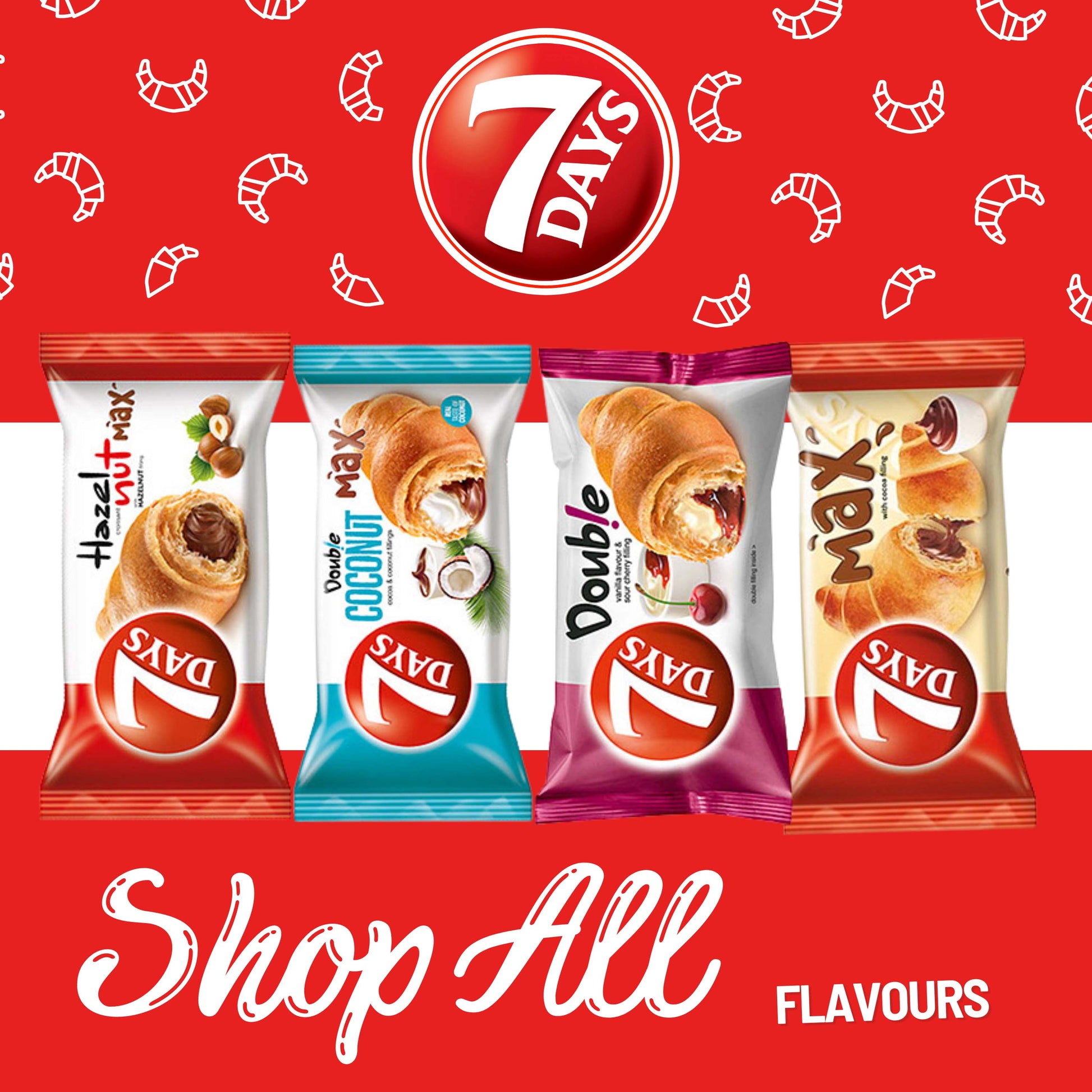 7 Days Croissant With Vanilla Flavour & Strawberry Fillings Double Max - 80g - 7 Days Snacks