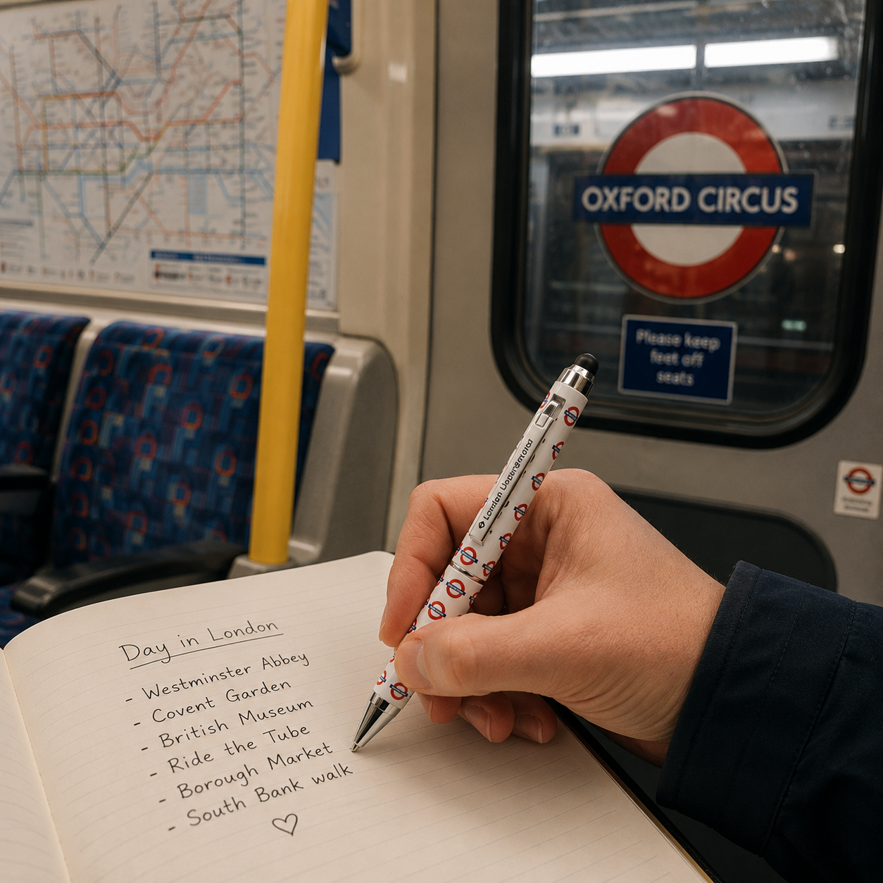 London Underground Roundel All-Over Print Twist Pen – White