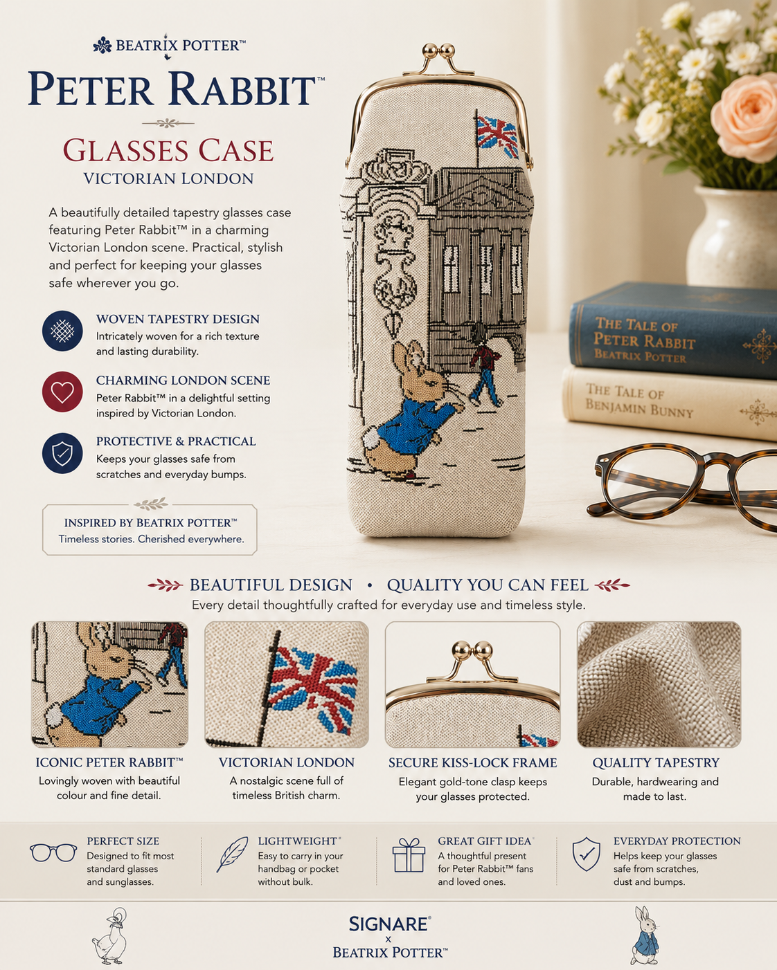 Peter Rabbit Victorian London Tapestry Glasses Case