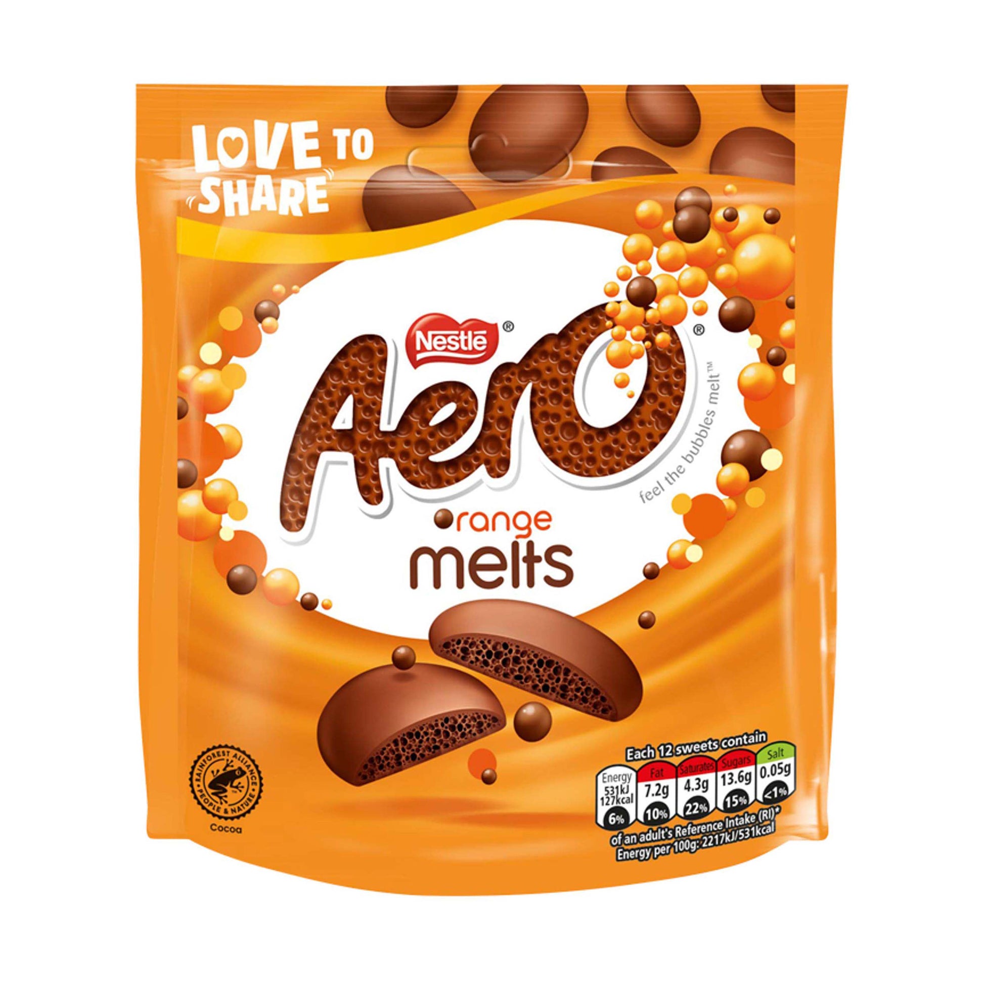 Aero Melts Orange Chocolate Sharing Bag - 86g - British Snacks