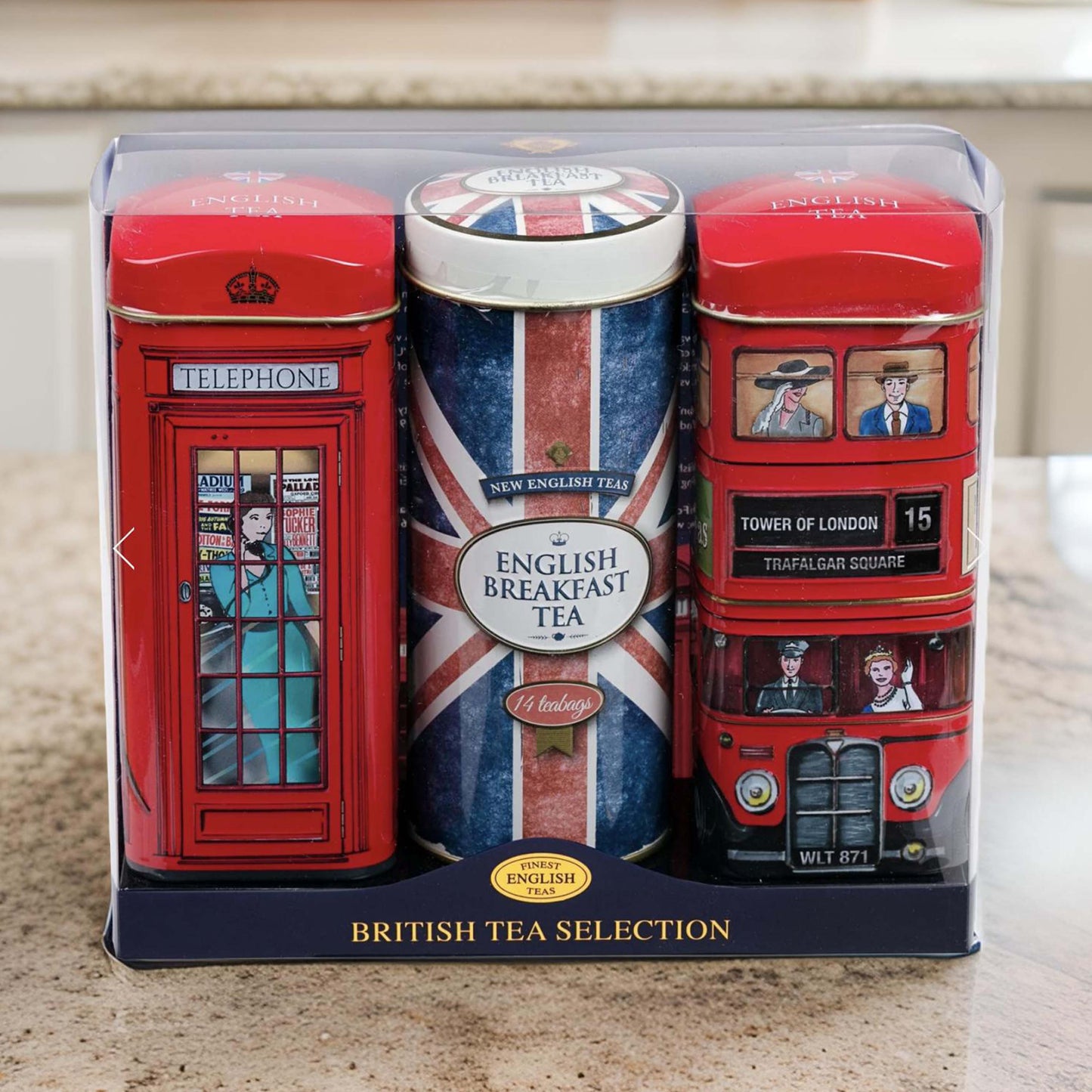 Best of British Tall Tea Caddy Gift Set - 42 Teabags - London Souvenirs