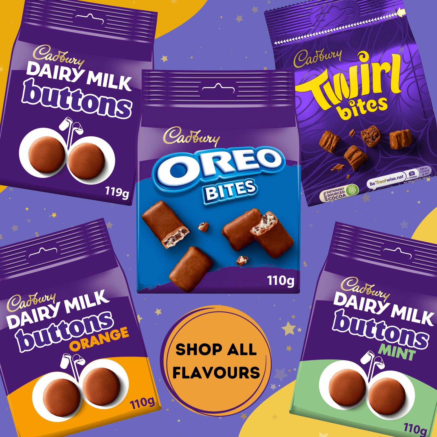 Cadbury Dairy Milk Orange Giant Buttons Chocolate Bag - 110g - SHOP ALL FLAVOURS