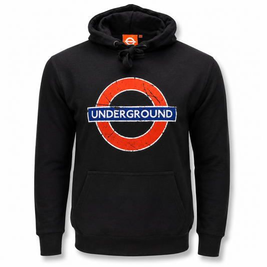 London Underground Distressed Roundel Unisex Hoodie – Black