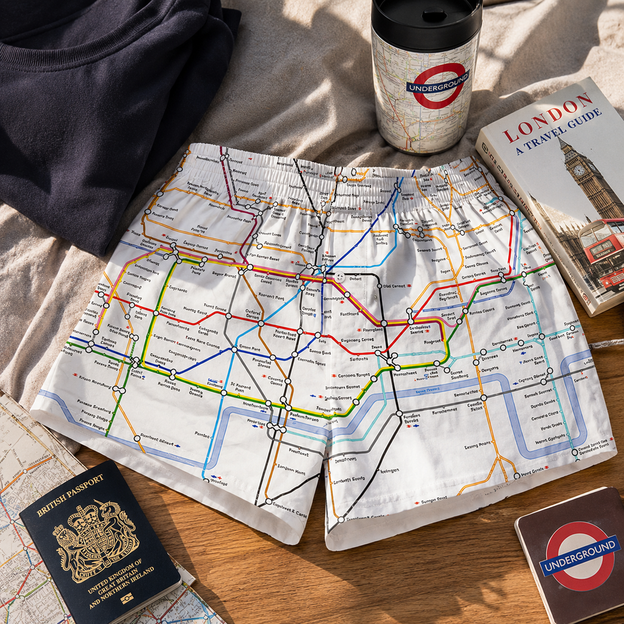 London Underground Tube Map Boxer Shorts – Official All Over Print Cotton Boxers