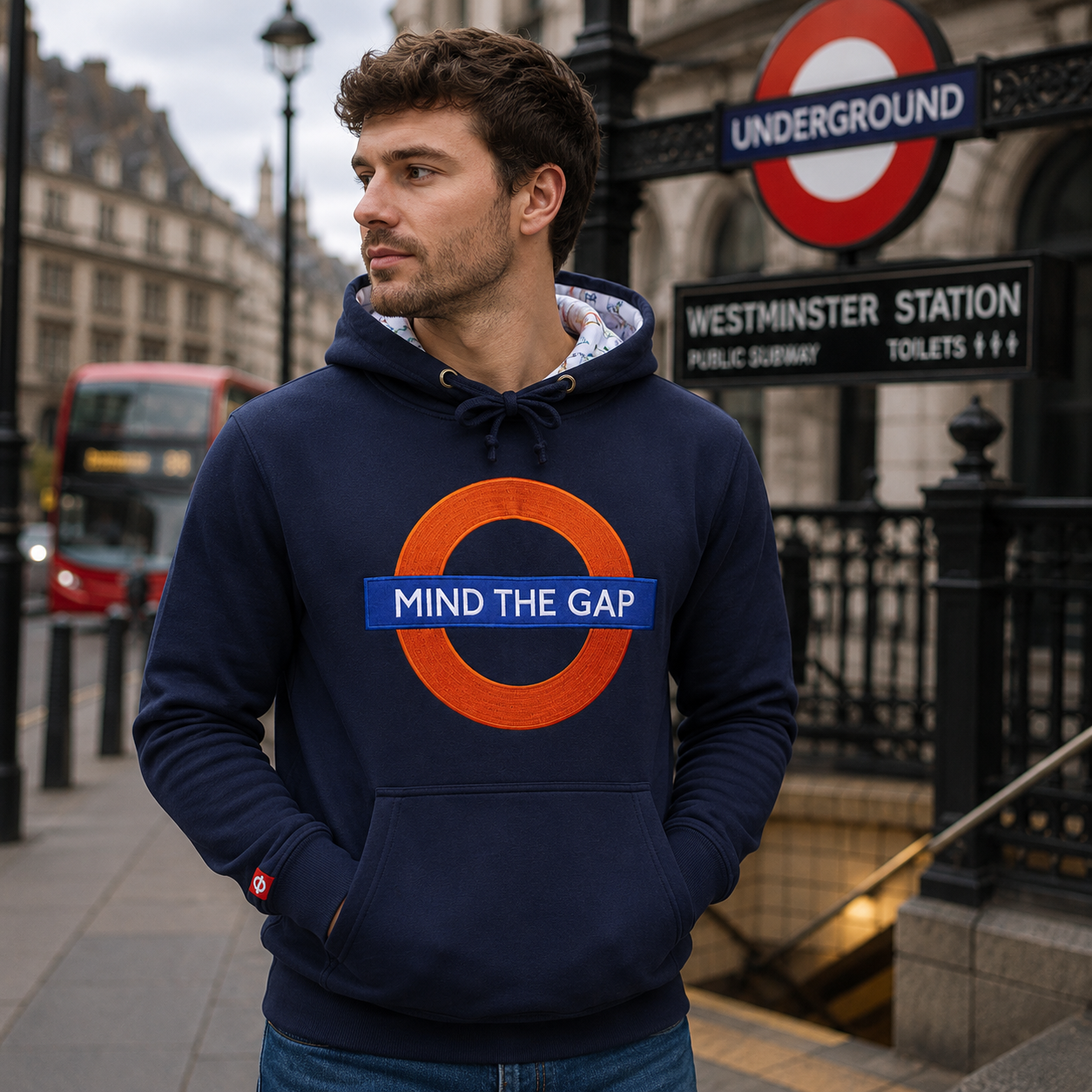 London Underground Mind The Gap Navy Hoodie | Official TfL Hoodie