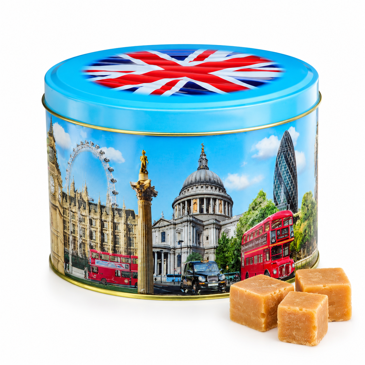London Landmarks English Toffee Tin 150g – Embossed British Souvenir Gift Caddy