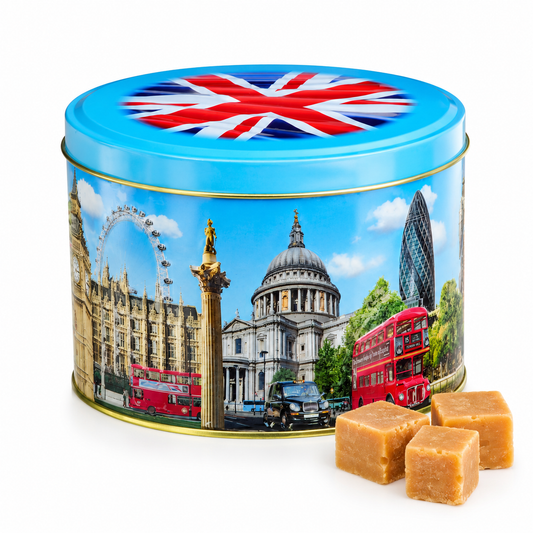 London Landmarks English Toffee Tin 150g – Embossed British Souvenir Gift Caddy