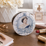 Queen Elizabeth “Queen of Hearts” Diamante Pocket Mirror – Vintage Style Compact Makeup Mirror Souvenir Gift