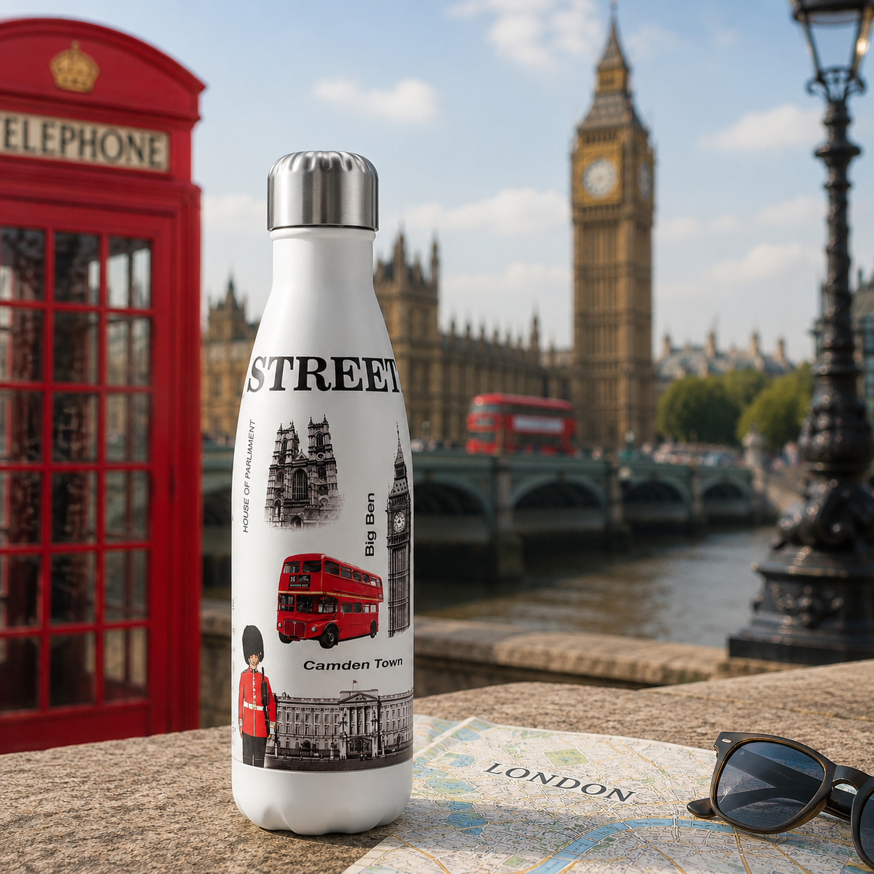 London Street Landmarks Stainless Steel Insulated Water Bottle – 500ml