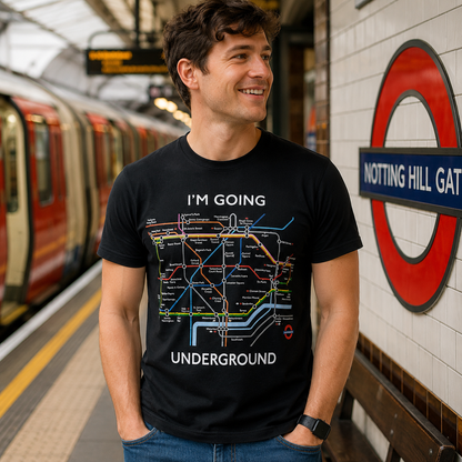 London Underground “I’m Going Underground” Tube Map Black T-Shirt